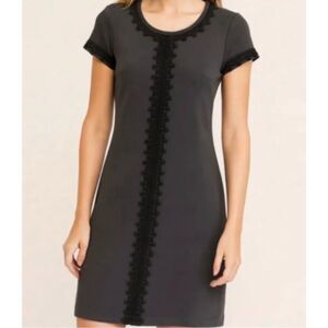 Boden short sleeve crochet lace detail pullover mini shift dress